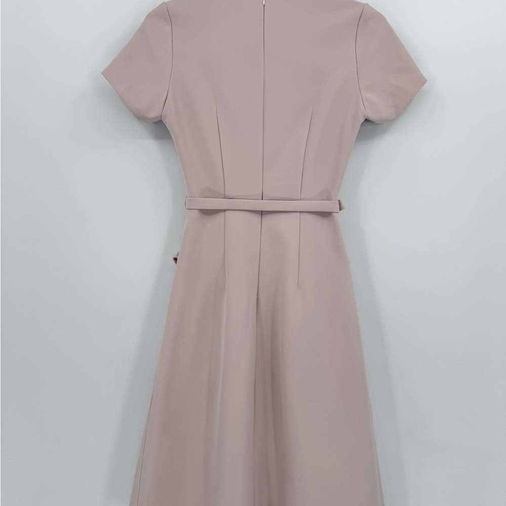 White Plan Helly Drap Pink A-Line Dress Belted Pocket Twist Front Size S - Picture 12 of 13